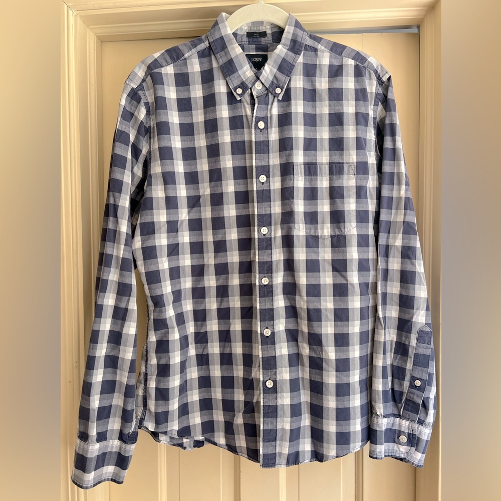 J. Crew Men’s Poplin Button Down Shirt - Slim Fit, Large